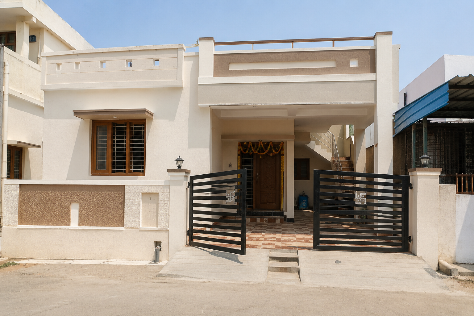 Completed ground floor 2BHK house with parking, freshly painted