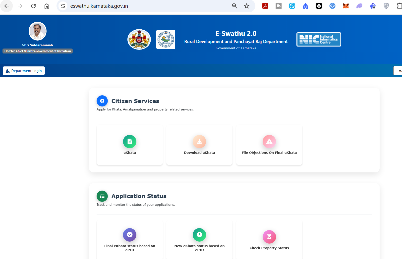 E-Swathu 2.0 homepage — Click eKhata