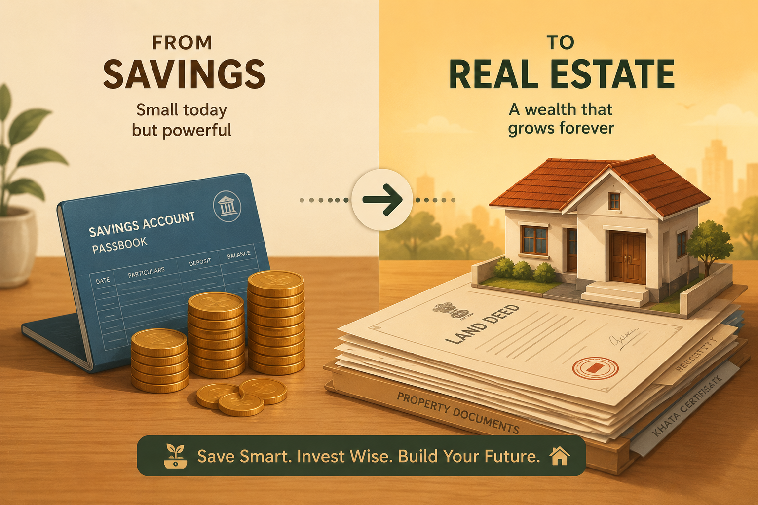 From savings account passbook to real estate land deed and house